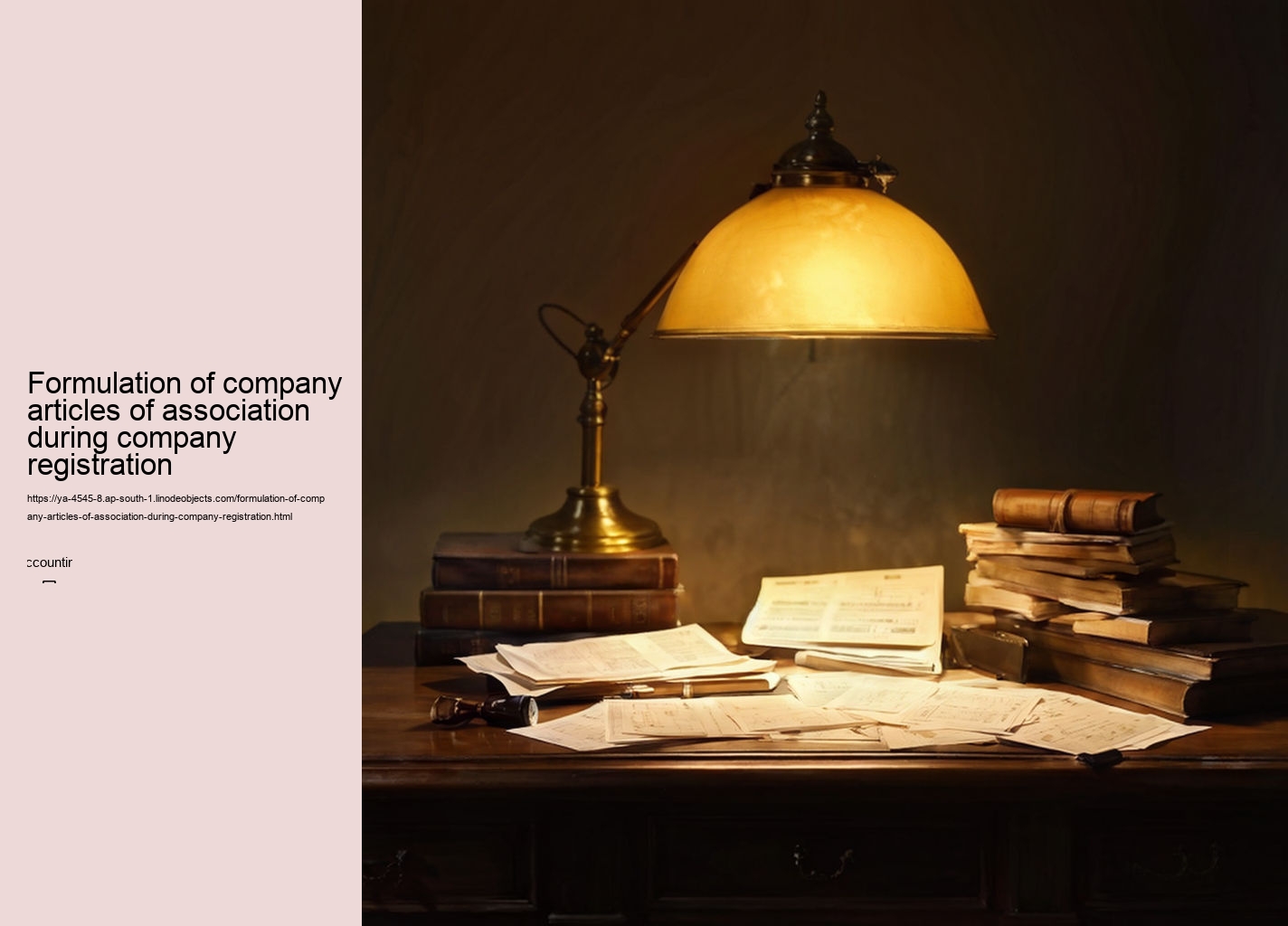 Formulation of company articles of association during company registration